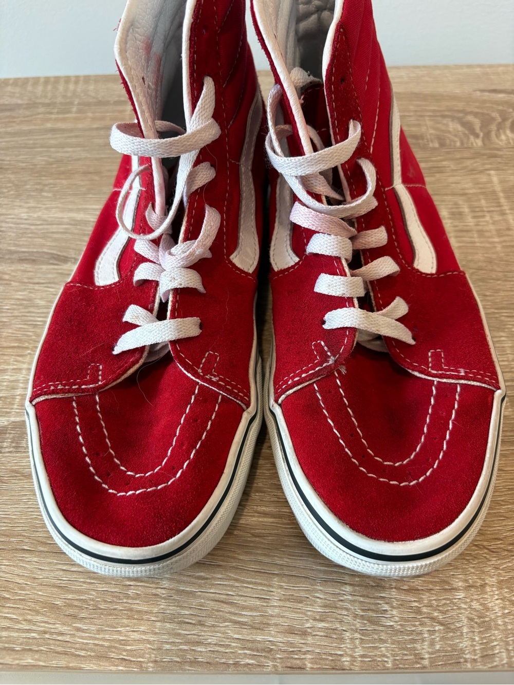 Vans Red High-Top Skate Sneakers with White Accents